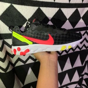 Nike react element 55 checkered crimson volt